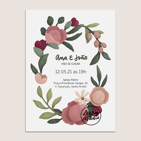 Convite de Casamento Floral Marsala - Lebrii Studio Vem espiar!